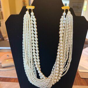 Vintage Carolee Multi-Strand Pearl Necklace -- Torsade/Twist -- Like New 16-19"